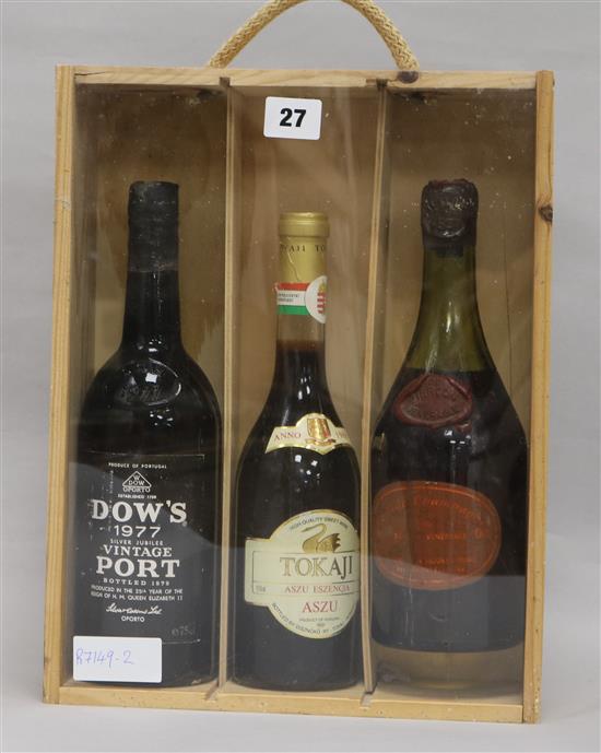 A Dows 1977 vintage port, champagne cognac and 1988 Disznoko Tokay Essencia